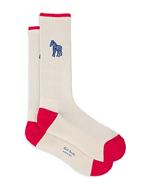 Ps By Paul Smith Paul Smith Zebra Emblem Crew Socks In Natural/red