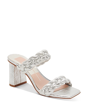 Dolce Vita Women's Paily Braided Double Strap High Heel Sandals In Silver Metallic