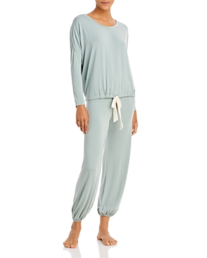 Eberjey Gisele 2-piece Slouchy Pajama Set In Willow Green/bone