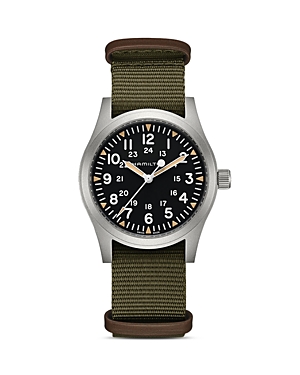 Shop Hamilton Mechanical Khaki Field Watch, 42mm In Black/green