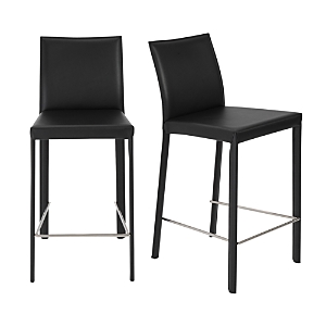 Euro Style Hasina Counter Stool, Set Of 2 In Black