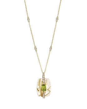 Bloomingdale's - Peridot, Rutile Quartz & Diamond Pendant Necklace in 14K Yellow Gold, 18" - 100% Exclusive