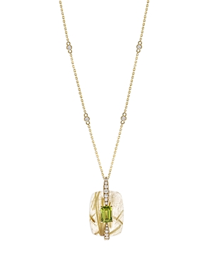 Bloomingdale's Peridot, Rutile Quartz & Diamond Pendant Necklace In 14k Yellow Gold, 18 - 100% Exclusive In Green/gold