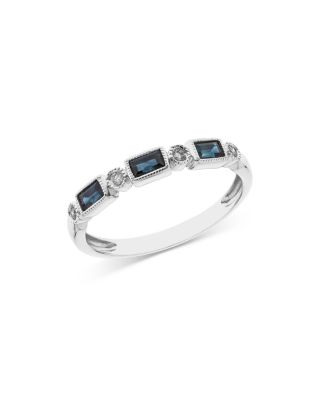 Bloomingdale's Fine Collection - Blue Sapphire & Diamond Stacking Band in 14K White Gold