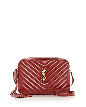 Saint Laurent Lou Quilted Leather Camera Bag In Red/gold