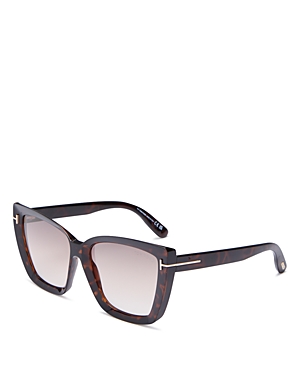 Shop Tom Ford Scarlet Square Sunglasses, 57mm In Havana/brown