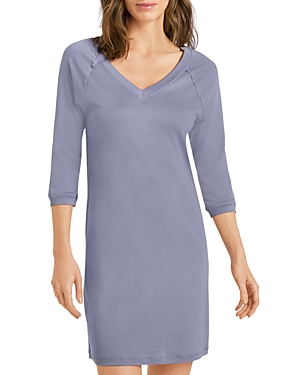 HANRO PURE ESSENCE RAGLAN THREE-QUARTER SLEEVE COTTON SHORT GOWN,77948