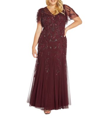 Adrianna Papell Plus Beaded Mermaid 