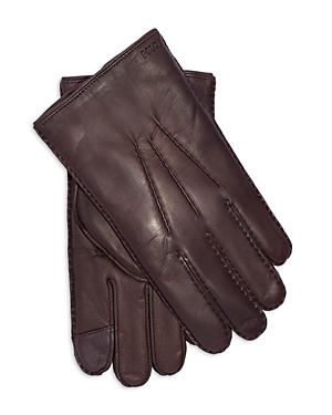 Polo Ralph Lauren Cashmere Lined Leather Gloves In Dark Brown