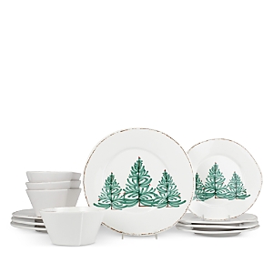 Vietri Melamine Lastra Holiday 12 Piece Place Setting In White