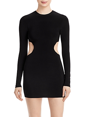 Norma Kamali Cut-out Long-sleeve Minidress In Black