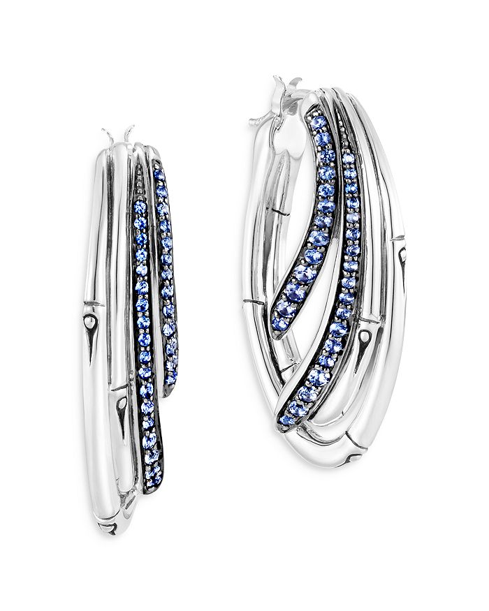 JOHN HARDY Sterling Silver Bamboo Blue Sapphire Multirow Hoop