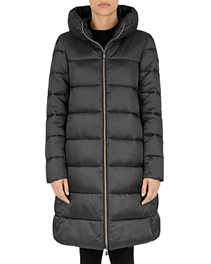 Save The Duck Lysa Long Puffer Coat In Ebony Gray