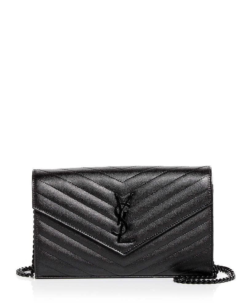 Saint Laurent Classic Cassandre Chain Wallet in Grain Leather · OS