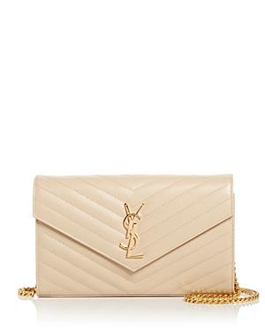 SAINT LAURENT MONOGRAM QUILTED LEATHER CHAIN WALLET,377828BOW019906