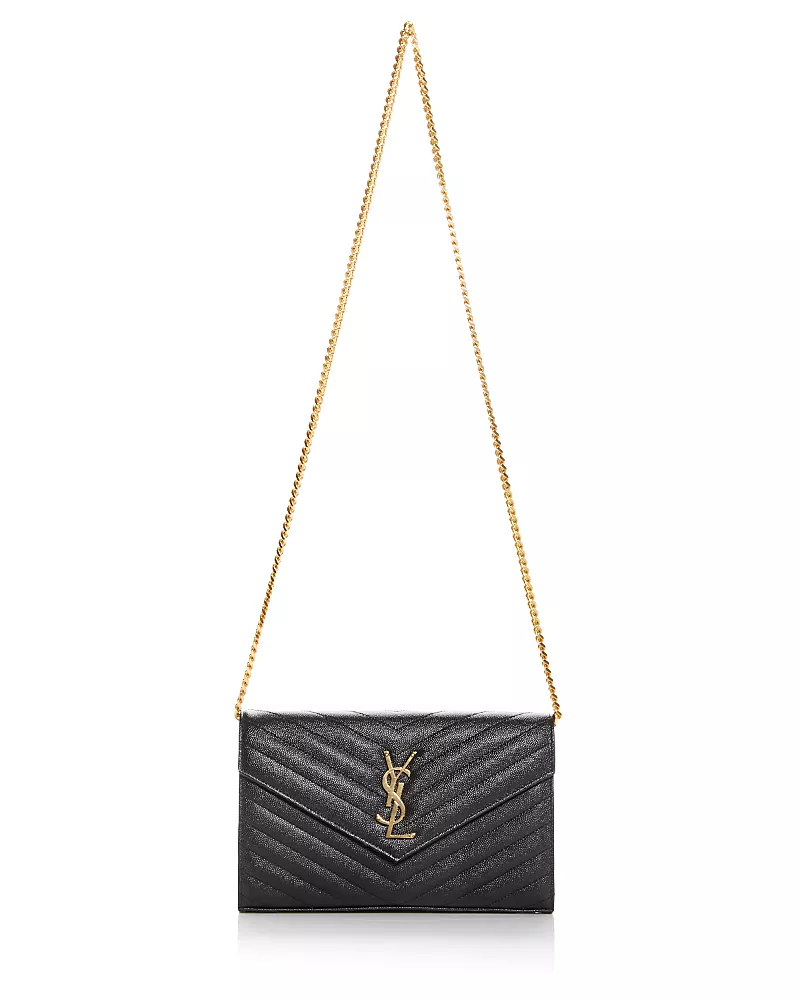 Saint Laurent Classic Cassandre Chain Wallet in Grain Leather