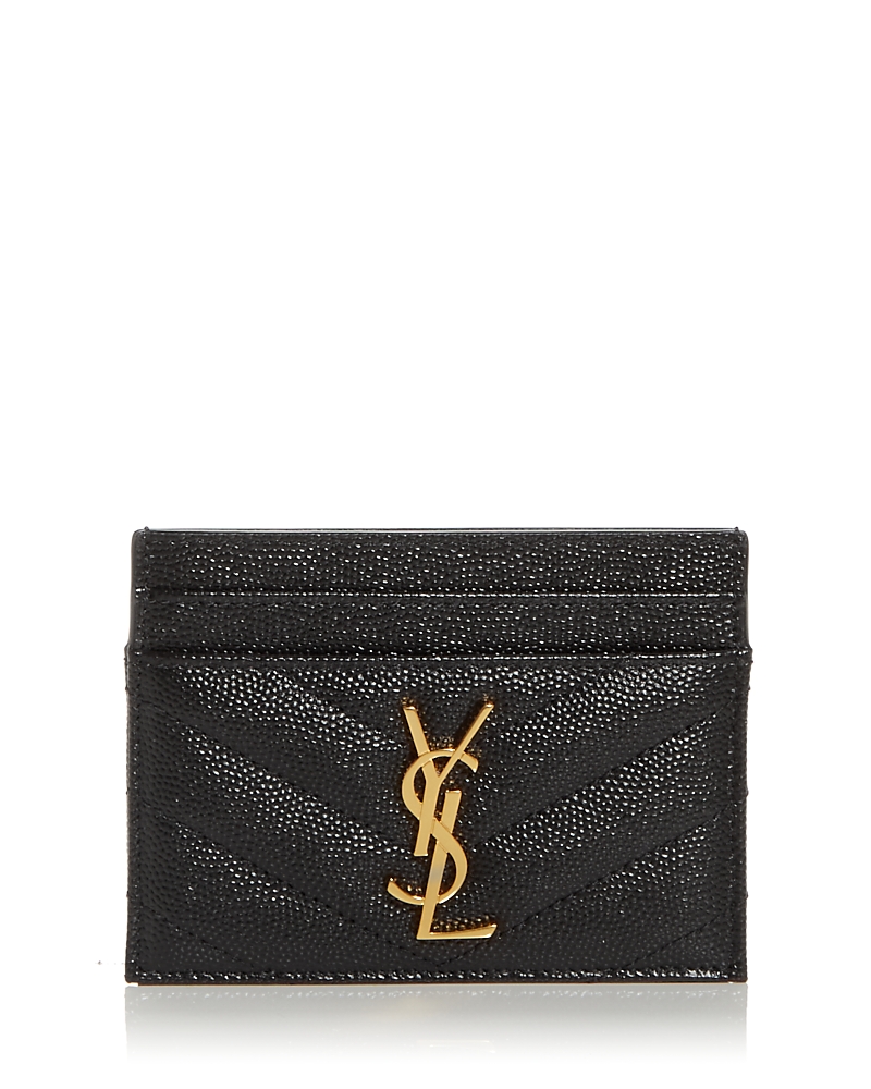 Saint Laurent Cassandre Matelasse Card Case in Grain De Poudre Leather