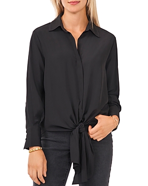 Vince Camuto Tie Front Blouse In Rich Black