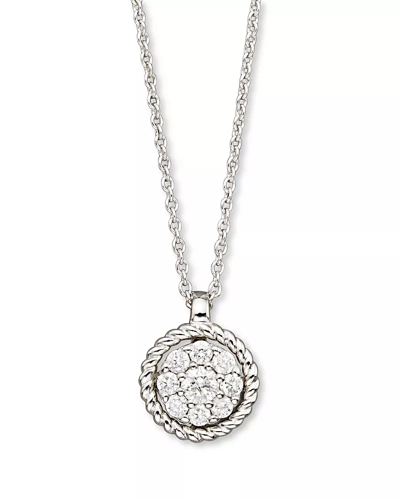 Diamond Cluster Pendant Set In 14K White Gold, 0.20 tcw