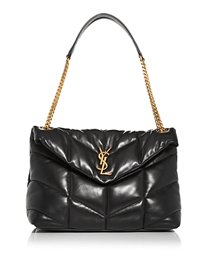 Saint Laurent Puffer Medium Quilted Leather Shoulder Bag In Black/gold