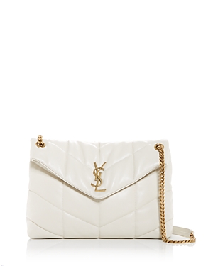 Saint Laurent Puffer Medium Quilted Leather Shoulder Bag In White/gold ...