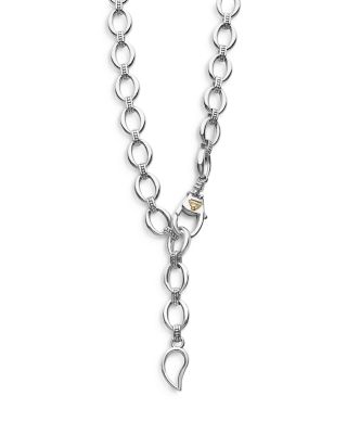 Sterling Silver & 18K Yellow Gold Caviar Luxe Diamond Link Necklace, 18"