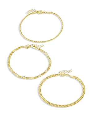 Shop Sterling Forever Bold Chain Bracelets, Set Of 3 In Gold