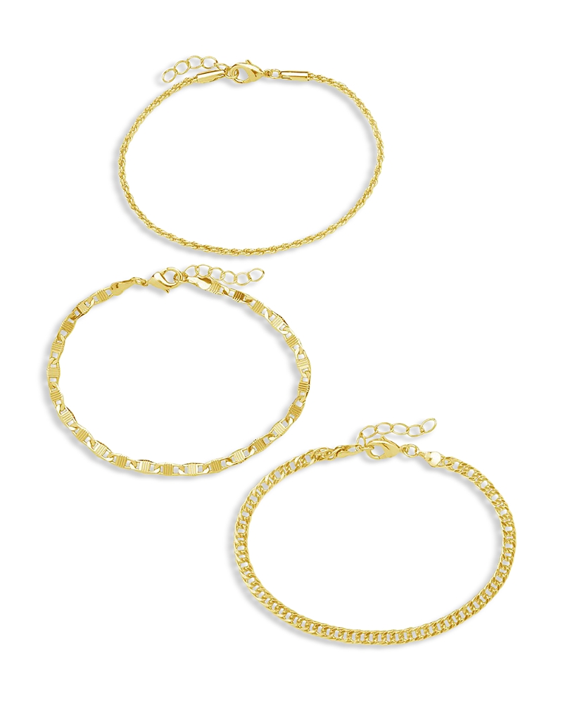 Sterling Forever Women's Bold 3-piece 14k Goldplated Chain Bracelet Set In Gold