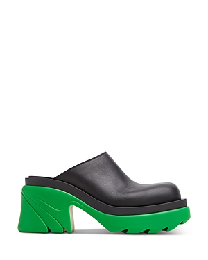 Bottega Veneta Flash Pump Womens Leather Slip-on Platform Sandals In Black/grass