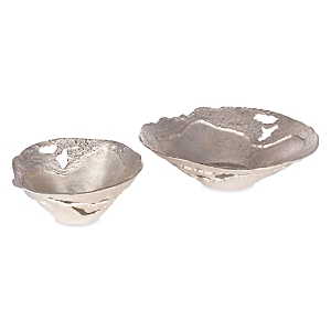 Surya Ambrosia Decorative Metal Nesting Bowls, Set Of 2 In Silver