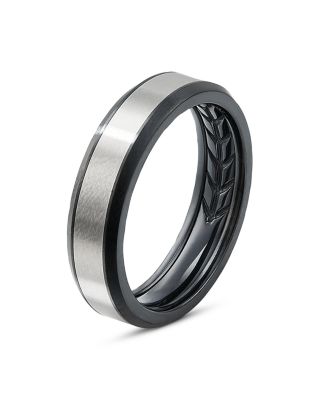 Men's Gray & Black Titanium Beveled Band 
