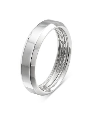 Men's 18K White Gold Beveled Band