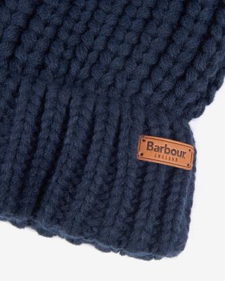 barbour cable knit beanie navy