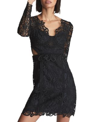 black lace bodycon mini dress Women's Birthday Dress Lace Key Hold Design