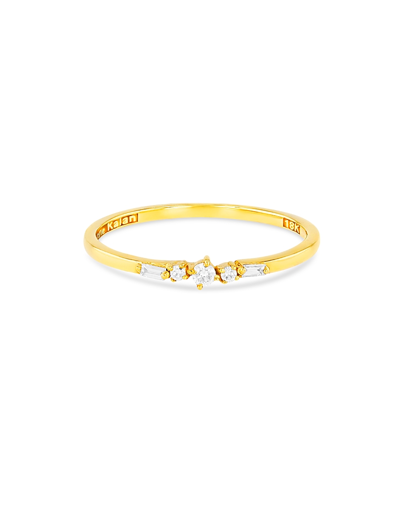 Suzanne Kalan 18k Yellow Gold Fireworks Diamond Baguette & Round-cut Narrow Band In Gold