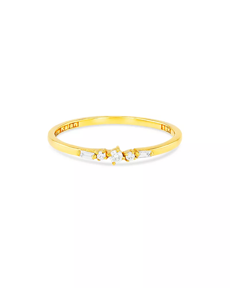 Suzanne Kalan 18K Yellow Gold Fireworks Diamond Baguette & Round-Cut Narrow Band