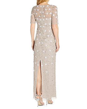 Adrianna Papell Womens Beaded Wide Sleeve Gown Formal Night Out Dress