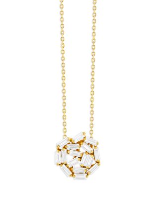 SUZANNE KALAN - 18K Yellow Gold Fireworks Diamond Baguette Scatter Cluster Pendant Necklace, 16-18"