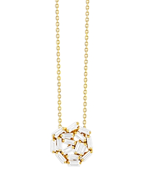 Suzanne Kalan 18K Yellow Gold Fireworks Diamond Baguette Scatter Cluster Pendant Necklace, 16-18