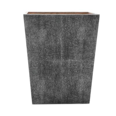 Crosby Cool Gray Tapered Faux Shagreen Wastebasket