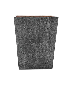 Pigeon & Poodle - Crosby Cool Gray Tapered Faux Shagreen Wastebasket