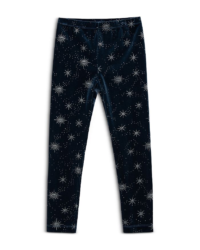 Peek Kids Girls Glitter Print Velour Leggings Little Kid Big