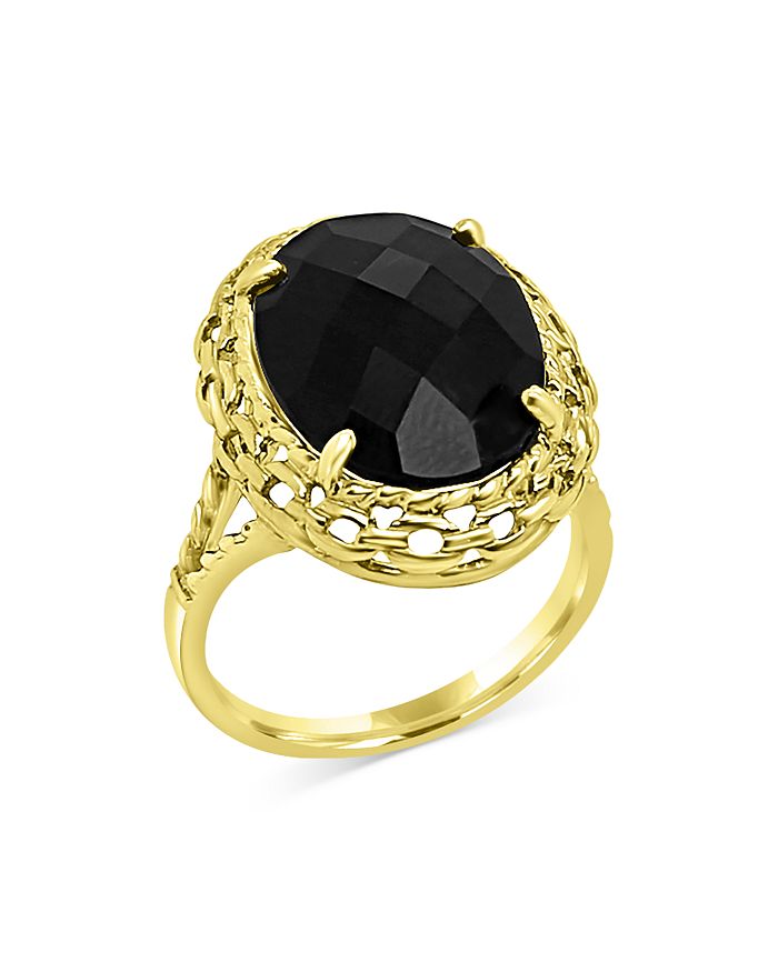 Bloomingdale's Onyx Oval Statement Ring in 14K Yellow Gold - 100% ...