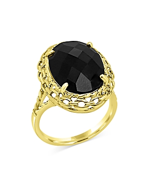 Bloomingdale's Onyx Oval Statement Ring In 14k Yellow Gold - 100% Exclusive In Black/gold