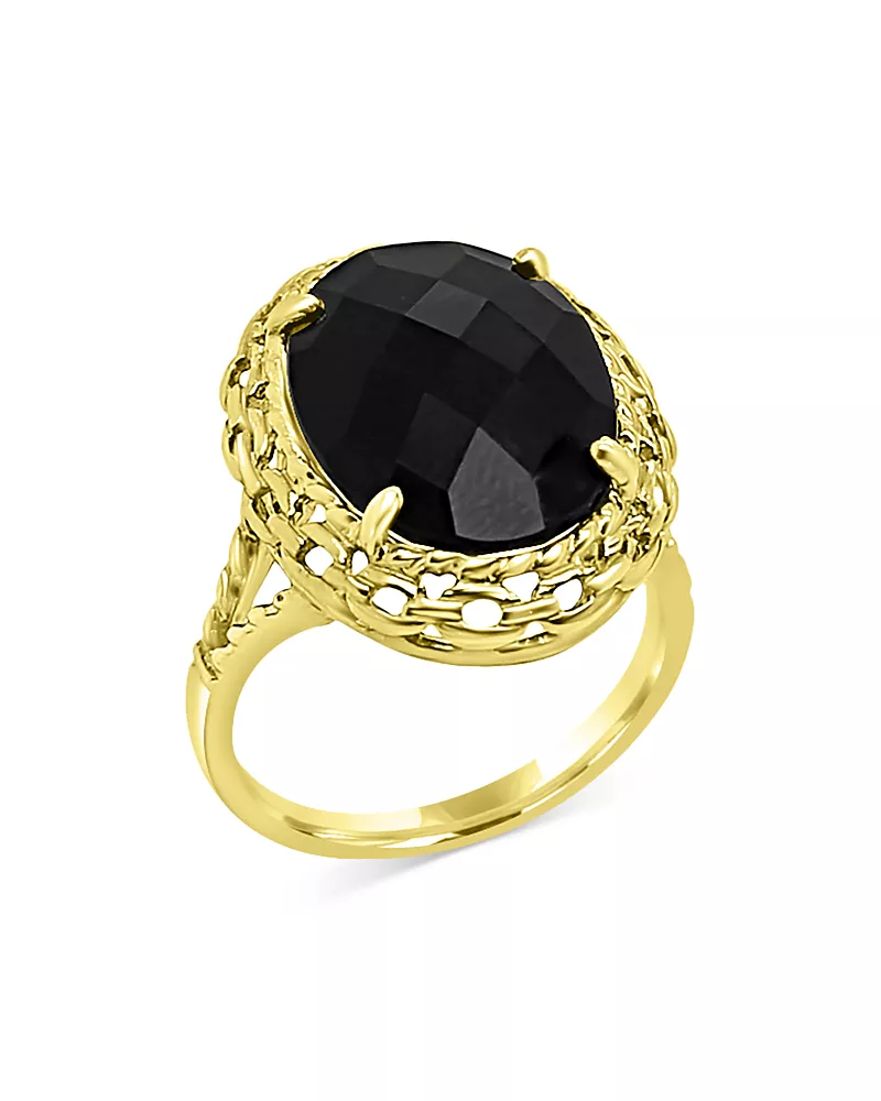 Bloomingdale's Fine Collection Onyx Oval Statement Ring in 14K Yellow Gold