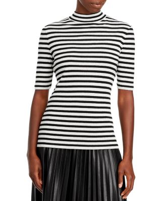 striped mock neck