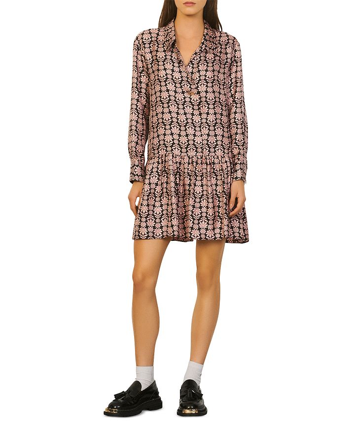 Sandro Chlothilde Drop Waist Silk Dress Bloomingdale s
