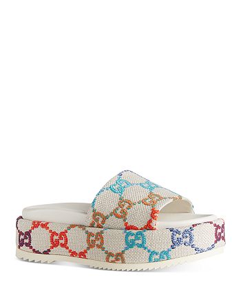 Gucci Women's GG Multicolor Platform Slide Sandals | Bloomingdale's