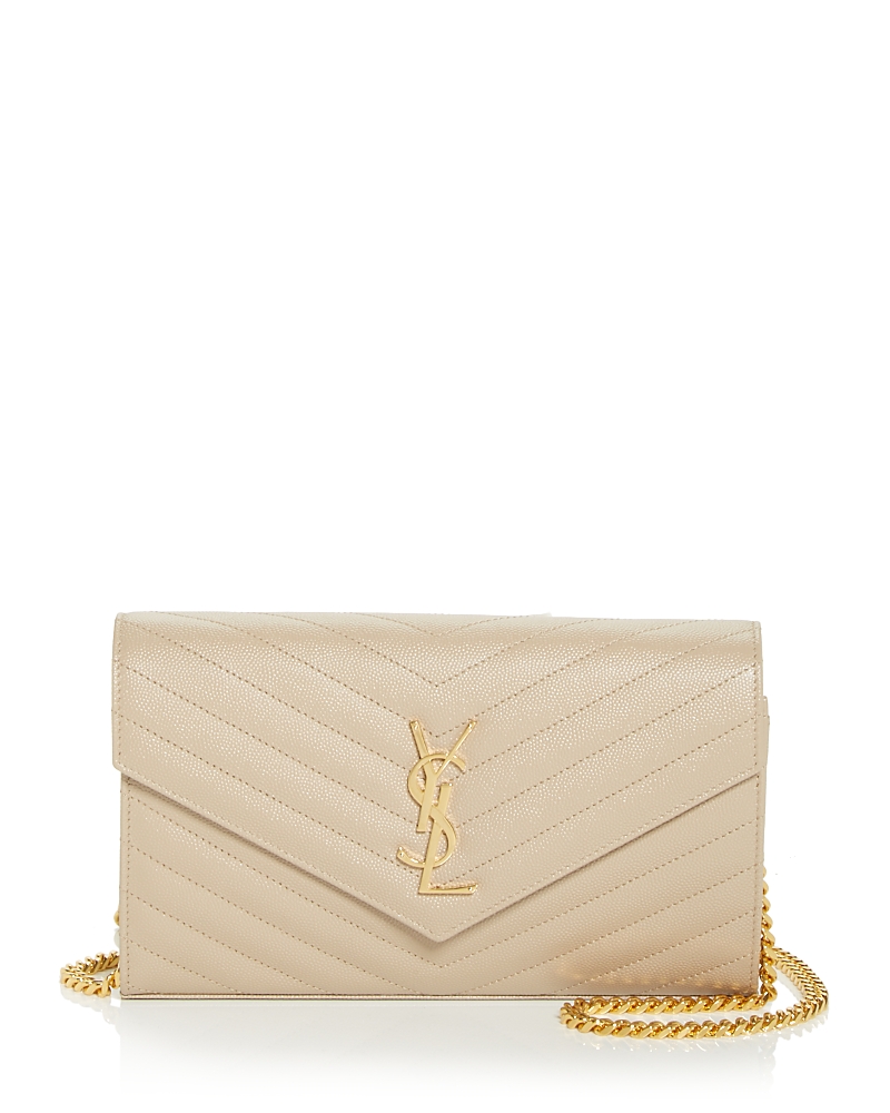 Saint Laurent Classic Cassandre Chain Wallet in Grain Leather · OS