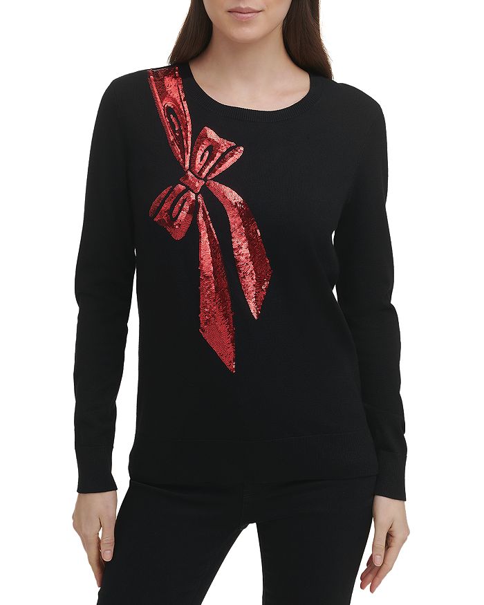 Christmas jumper with hotsell red bow